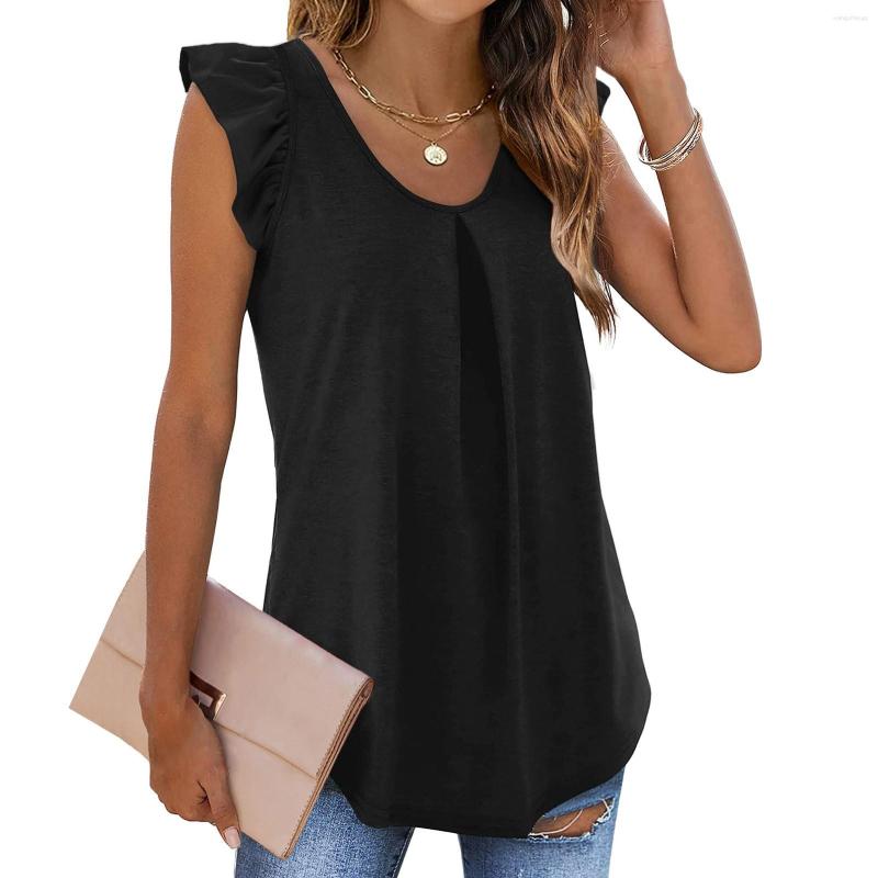 Women' Tanks Womens Loose Fit Tank Tops Summer Ruffled Sleeveless Pleated Female Solid Color V-Neck Ladies Vest, Black
Women' Tanks Womens Loose Fit Tank Tops Summer Ruffled Sleeveless Pleated Female Solid Color V-Neck Ladies Vest, Black
