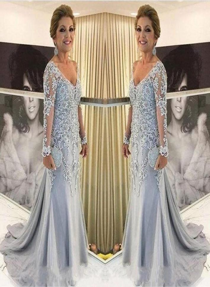 2020 Silver Mother Of The Bride Dresses V Neck Sheer LongSleeves Mermaid Lace Appliques Bead Sweep Train Long Plus Size Party Eve1928865
2020 Silver Mother Of The Bride Dresses V Neck Sheer LongSleeves Mermaid Lace Appliques Bead Sweep Train Long Plus Size Party Eve1928865