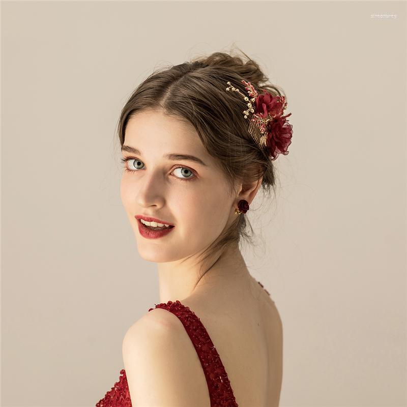 Hair Clips Red Chiffon Floral Women Prom Headpiece Bridal Comb Accessories Handmade Wedding Jewelry Piece
Hair Clips Red Chiffon Floral Women Prom Headpiece Bridal Comb Accessories Handmade Wedding Jewelry Piece
