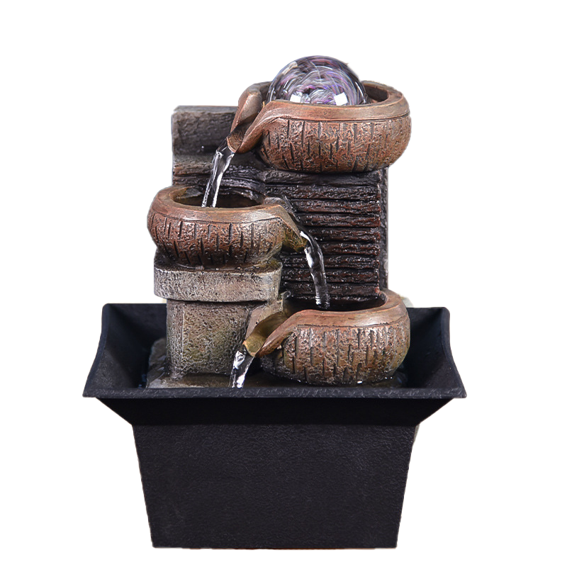 Gifts Desktop Water Fountain Portable Tabletop Waterfall Kit Soothing Relaxation Zen Meditation Lucky Fengshui Home Decorations T22659945