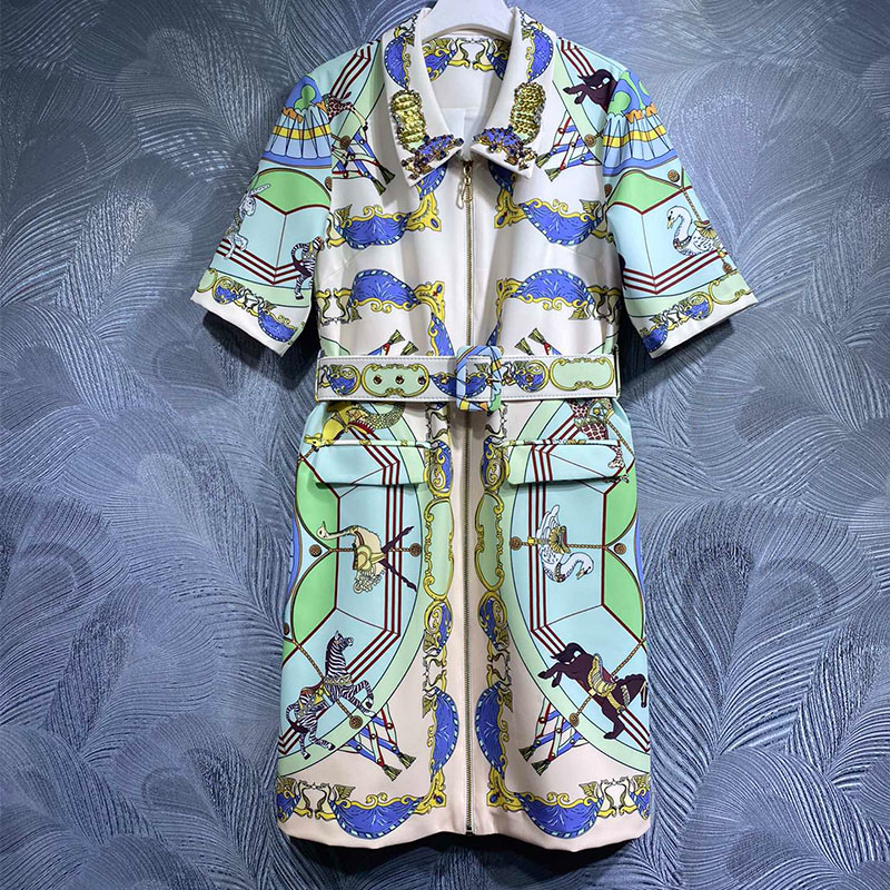 Women' designer dress dressing Summer Dress Polo collar with contrasting bead design and waistband style dress, Multi
Women' designer dress dressing Summer Dress Polo collar with contrasting bead design and waistband style dress, Multi