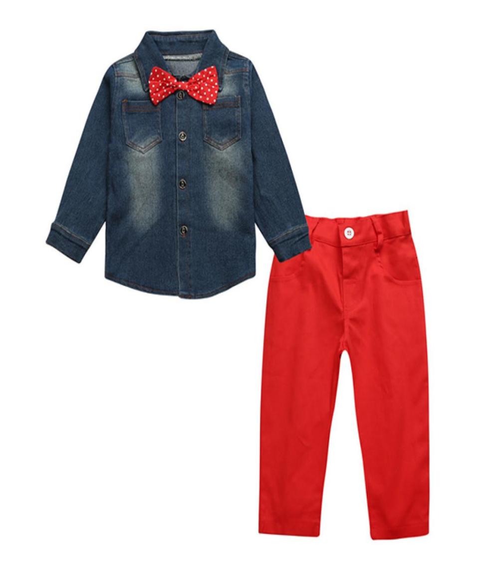 Spring Autumn Boy Clothing Set Children Denim Clothes Toddler Boys Clothes Suit Kids Gentleman Dot Bow Outfits9008871, Red
Spring Autumn Boy Clothing Set Children Denim Clothes Toddler Boys Clothes Suit Kids Gentleman Dot Bow Outfits9008871, Red