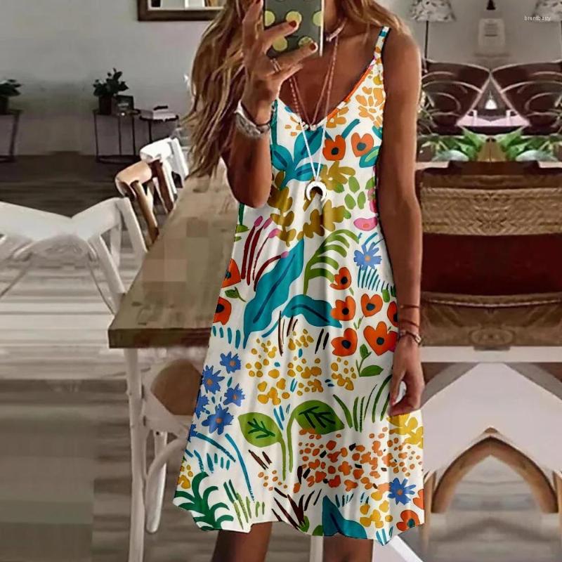 Casual Dresses Women Vintage Floral Print Suspended Dress Fashion V-neck Sleeveless Beach Clothes
Casual Dresses Women Vintage Floral Print Suspended Dress Fashion V-neck Sleeveless Beach Clothes