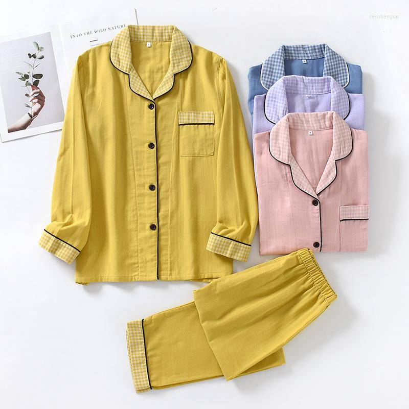 Women's Sleepwear Spring And Autumn Japanese Women's Pajamas Set Cotton Simple Long-sleeved Trousers Two-piece Home Service
Women's Sleepwear Spring And Autumn Japanese Women's Pajamas Set Cotton Simple Long-sleeved Trousers Two-piece Home Service