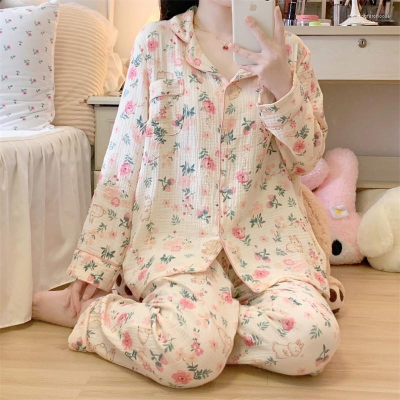 Women's Sleepwear Korean Pajama For Women Summer Loungewear Sets Girls Sweet Floral Print Lapel Pyjama Kawaii Pijama Japanese Home Suit, Color 1
Women's Sleepwear Korean Pajama For Women Summer Loungewear Sets Girls Sweet Floral Print Lapel Pyjama Kawaii Pijama Japanese Home Suit, Color 1