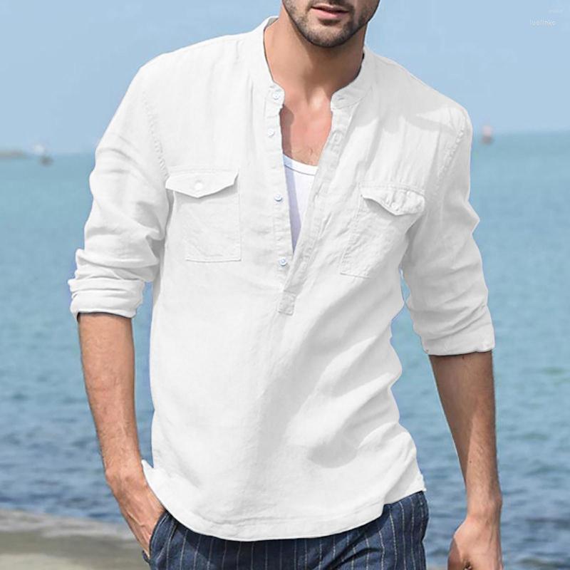 Men's Casual Shirts Men's Designed Spring Summer Cotton Linen Solid Color Male Clothes Stand Collar Long Sleeve Loose Chemise, Blue
Men's Casual Shirts Men's Designed Spring Summer Cotton Linen Solid Color Male Clothes Stand Collar Long Sleeve Loose Chemise, Blue