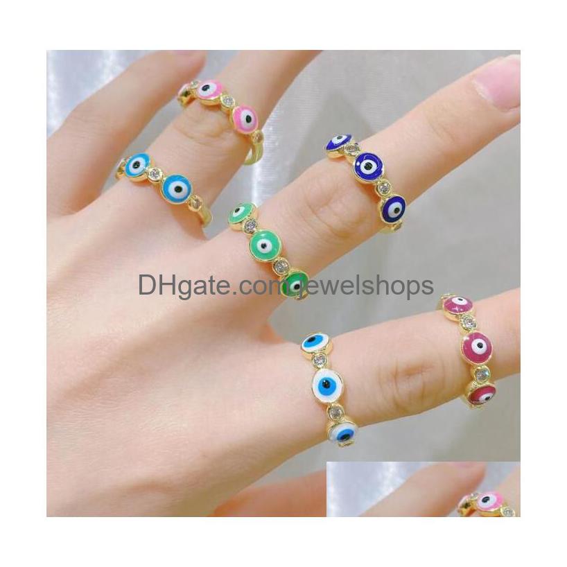 Band Rings Enameled Evil Eye Gold Plated Adjustable Zircon Copper Jewelry For Women Gift Drop Delivery Ring Dh0Lo
Band Rings Enameled Evil Eye Gold Plated Adjustable Zircon Copper Jewelry For Women Gift Drop Delivery Ring Dh0Lo