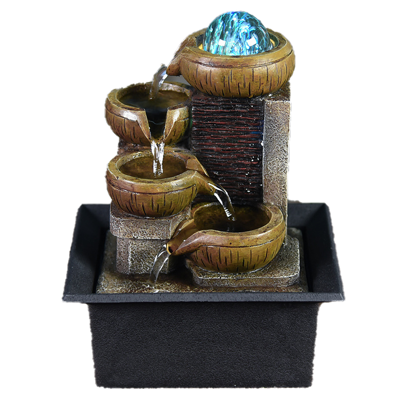 Gifts Desktop Water Fountain Portable Tabletop Waterfall Kit Soothing Relaxation Zen Meditation Lucky Fengshui Home Decorations T22659945