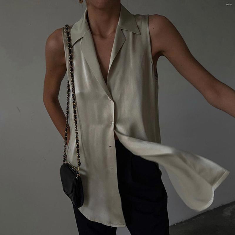 Women' Blouses Sexy Sleeveless Off Shoulder Women' Tank Top Summer Casual Streetwear Lapel Button Blouse Classic Solid Y2k Satin, Khaki
Women' Blouses Sexy Sleeveless Off Shoulder Women' Tank Top Summer Casual Streetwear Lapel Button Blouse Classic Solid Y2k Satin, Khaki