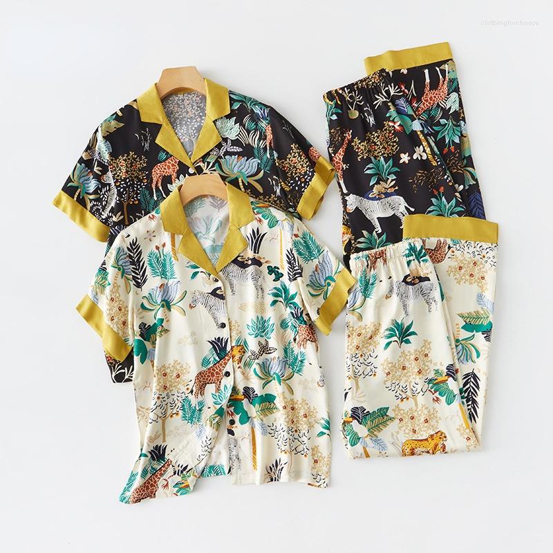 Women's Sleepwear 2023 Fashion Satin Women Pajamas Short Sleeved Trousers Home Clothes Set Viscose Print Two Piece Summer Plus Size Clothing, Beige long sleeve
Women's Sleepwear 2023 Fashion Satin Women Pajamas Short Sleeved Trousers Home Clothes Set Viscose Print Two Piece Summer Plus Size Clothing, Beige long sleeve