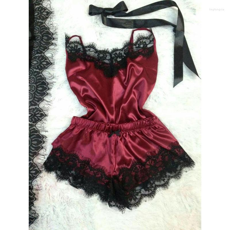 Women's Tracksuits Arrivals Sexy Lace Satin Pajama Sets Women's Sleepwear Sleeveless Tops Shorts Pyjama For Women Pijama Nightwear, Wine red
Women's Tracksuits Arrivals Sexy Lace Satin Pajama Sets Women's Sleepwear Sleeveless Tops Shorts Pyjama For Women Pijama Nightwear, Wine red