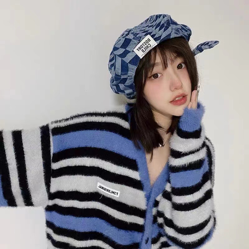 Niche Pleated Design Beret Spring and Summer Washed Cotton Denim Plaid Japanese Painter Caps Bow Berets Hat for Women 2022
Niche Pleated Design Beret Spring and Summer Washed Cotton Denim Plaid Japanese Painter Caps Bow Berets Hat for Women 2022