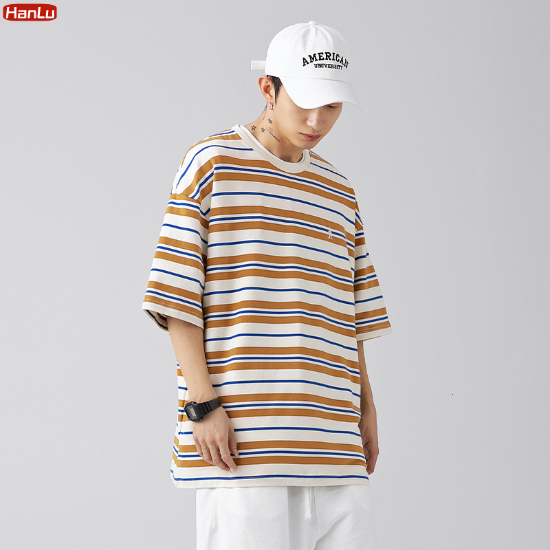 Men's TShirts Hip Hop Streetwear Tshirt Striped Oversized TShirt Cotton Loose Short Sleeve T Shirt 2023 Men Women Fashion Summer Tops Tees 230627