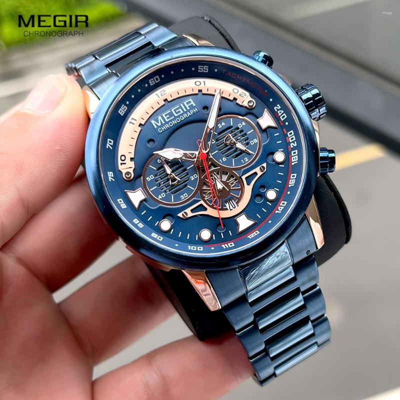 Wristwatches MEGIR Blue Dress Quartz Watch For Men Military Sport Chronograph Waterproof Wristwatch With Stainless Steel Strap Auto Date, Silver black
Wristwatches MEGIR Blue Dress Quartz Watch For Men Military Sport Chronograph Waterproof Wristwatch With Stainless Steel Strap Auto Date, Silver black