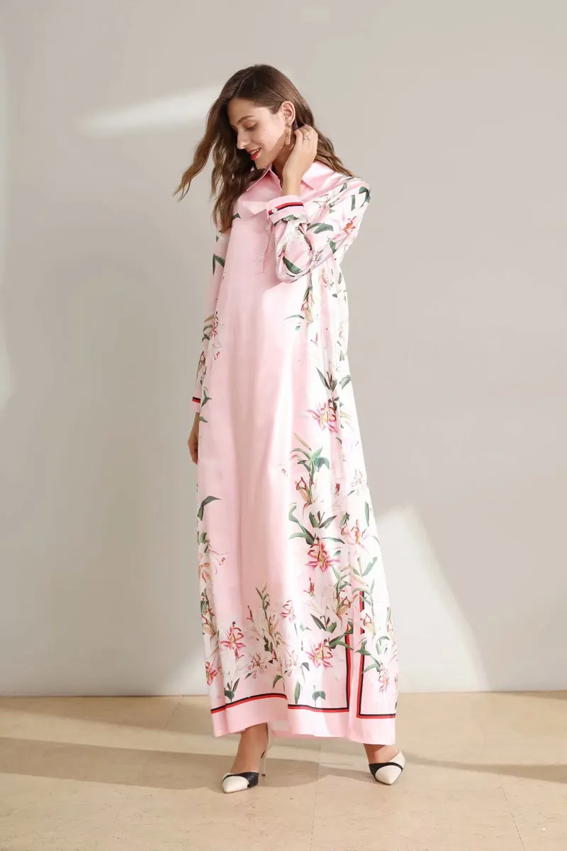 Women' Runway Dresses Turn Down Collar Long Sleeves Floral Printed Loose Designer Fashion Casual Long Dresses, Multi
Women' Runway Dresses Turn Down Collar Long Sleeves Floral Printed Loose Designer Fashion Casual Long Dresses, Multi