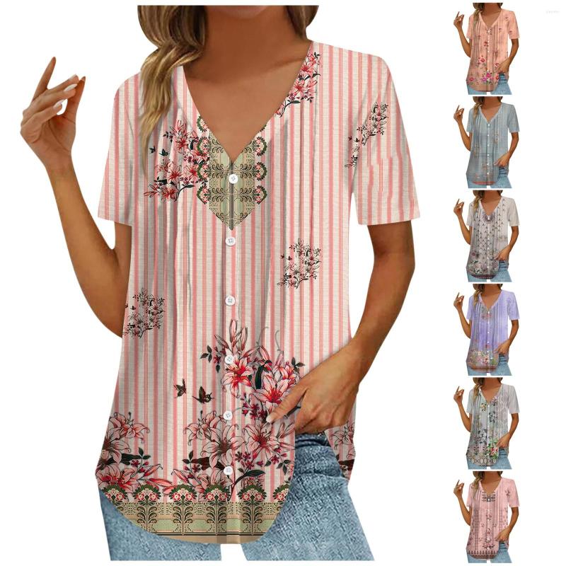 Women' T Shirts Women' Pleated Button Casual Printed Loose V Neck Short Sleeve Cardigan Top Blouse Print T-Shirts For Women Camisetas, Beige
Women' T Shirts Women' Pleated Button Casual Printed Loose V Neck Short Sleeve Cardigan Top Blouse Print T-Shirts For Women Camisetas, Beige