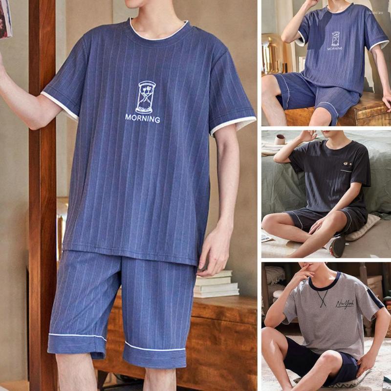 Men's Sleepwear 2 Pcs/Set Solid Color Men Summer Pajamas Set Letter Print Striped Texture Night Clothes Loose O-neck Short Sleeves, Dark gray
Men's Sleepwear 2 Pcs/Set Solid Color Men Summer Pajamas Set Letter Print Striped Texture Night Clothes Loose O-neck Short Sleeves, Dark gray