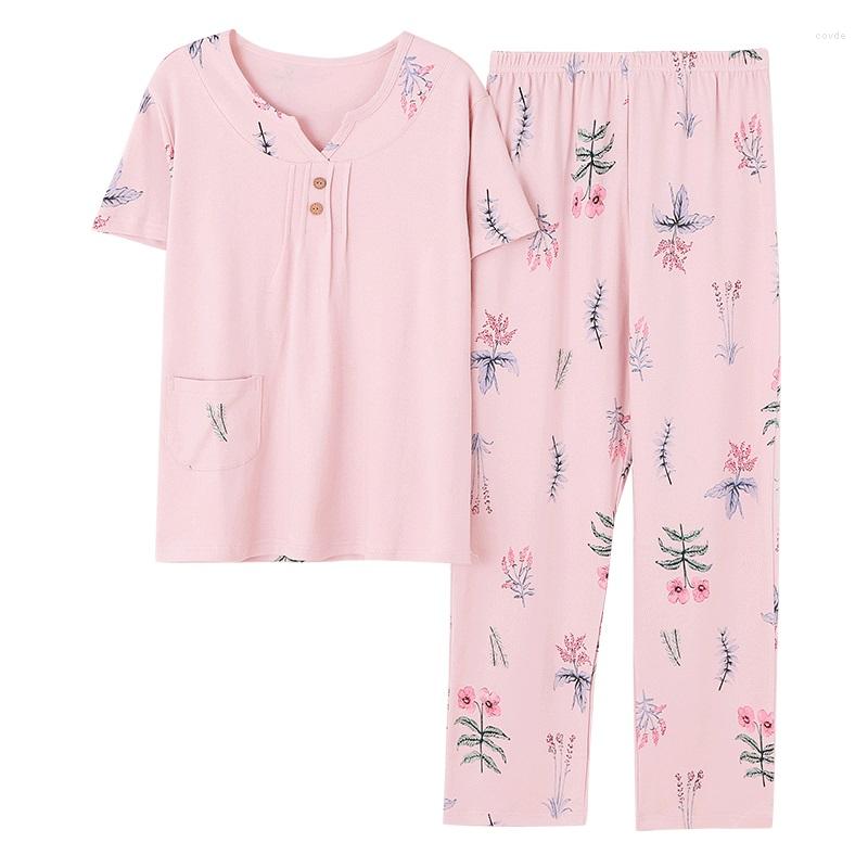 Women's Sleepwear Flower Short Sleeve Summer Pyjamas Women Full Pure Cotton Casual Pink Pajamas Sets Homewear Sale, Mt1292
Women's Sleepwear Flower Short Sleeve Summer Pyjamas Women Full Pure Cotton Casual Pink Pajamas Sets Homewear Sale, Mt1292