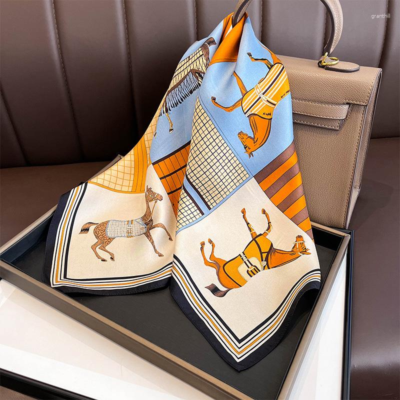 Scarves Luxury Design Print Silk Square Scarf Women Soft Satin Horse Hairband Neckerchief Office Hijab Headband Foulard Bag Ribbons Gift
Scarves Luxury Design Print Silk Square Scarf Women Soft Satin Horse Hairband Neckerchief Office Hijab Headband Foulard Bag Ribbons Gift