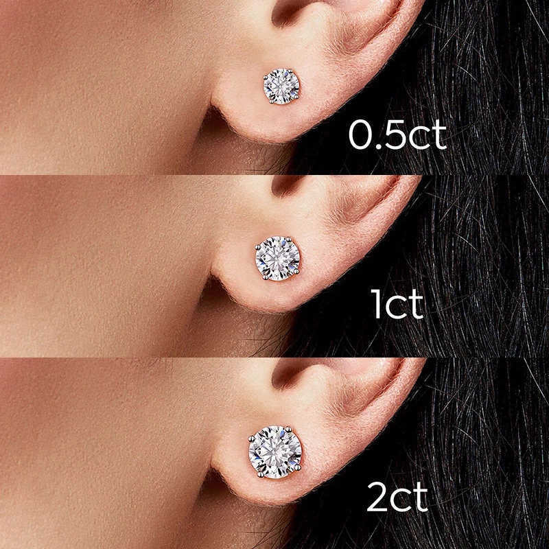 Custom GRA VVS1 Moissanite Dia D color 4 claw Round Stud Earring for Women Sterling Sier rose gold Fashion Jewelry