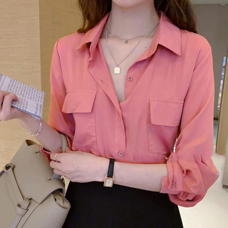 Women's Blouses Pocket Long Sleeve Shirt Women Autumn And Spring Simple Korean Fashion Elegant Top Pink Lapel Daily Wear
Women's Blouses Pocket Long Sleeve Shirt Women Autumn And Spring Simple Korean Fashion Elegant Top Pink Lapel Daily Wear