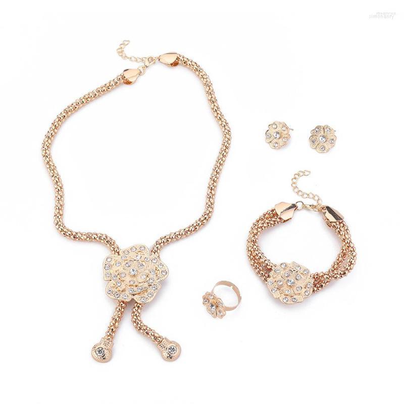 Necklace Earrings Set 1Set Rose Floral Crystal Rhinestone Bracelet Ring Jewelry Gifts For Wedding, Picture shown
Necklace Earrings Set 1Set Rose Floral Crystal Rhinestone Bracelet Ring Jewelry Gifts For Wedding, Picture shown