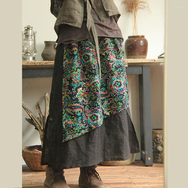 Skirts Women Casual Cotton Linen Patchwork Ladies National Style Elastic Waist Female 2023, Black
Skirts Women Casual Cotton Linen Patchwork Ladies National Style Elastic Waist Female 2023, Black