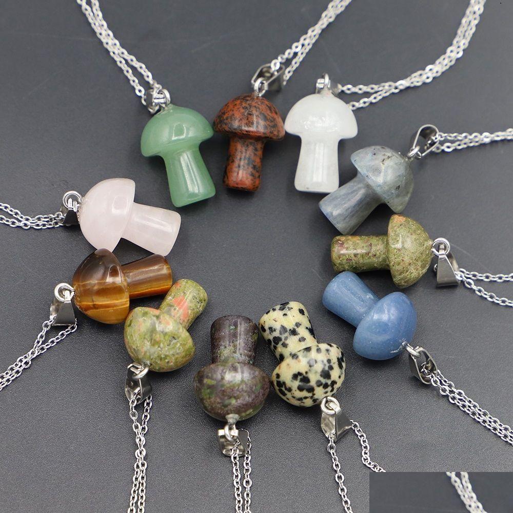 Pendant Necklaces Natural Stone Carving Mushroom Shape Reiki Healing Crystal Tiger Eye Rose Quartz Amethyst Agate Opal Necklace For Dh7Xe
Pendant Necklaces Natural Stone Carving Mushroom Shape Reiki Healing Crystal Tiger Eye Rose Quartz Amethyst Agate Opal Necklace For Dh7Xe