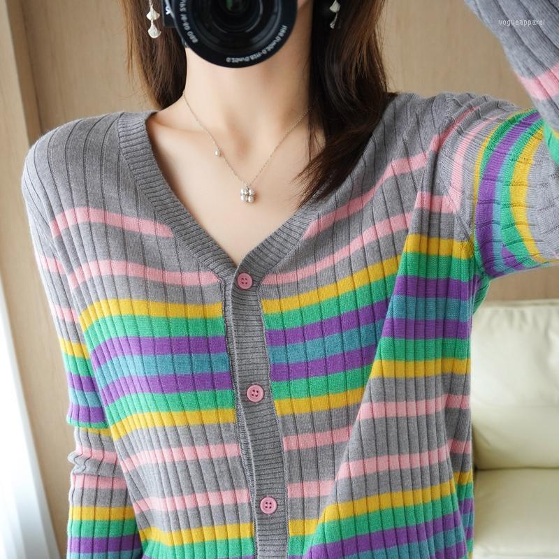 Women' Knits Spring And Autumn V-Neck Long-Sleeved Striped Knitted Cardigan Women' Loose Single Breasted Thin Soft Wear Outerwear T428, Gray
Women' Knits Spring And Autumn V-Neck Long-Sleeved Striped Knitted Cardigan Women' Loose Single Breasted Thin Soft Wear Outerwear T428, Gray