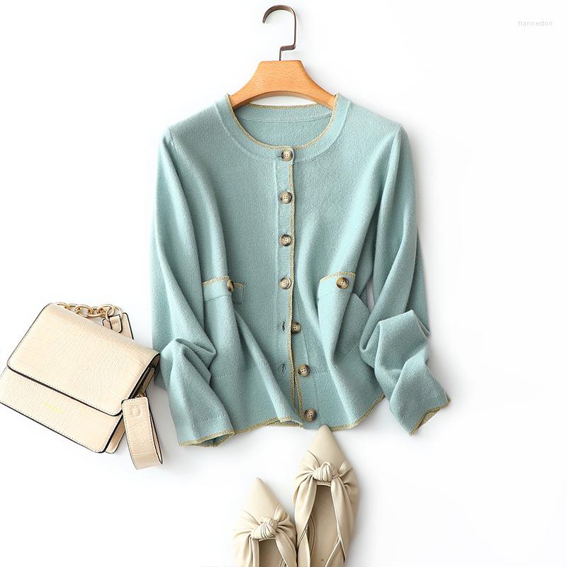 Women' Knits Spring Autumn Style Morandi Green Long Sleeve Buttons Crew Neck Superior Cashmere Sweater Cardigan For Women
Women' Knits Spring Autumn Style Morandi Green Long Sleeve Buttons Crew Neck Superior Cashmere Sweater Cardigan For Women