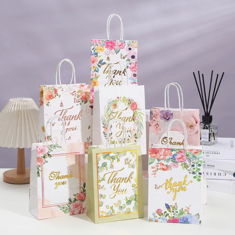 Gift Wrap 122448pcs Kraft Paper Bags Thank You Portable Gift Bag Wedding Candy Chocolate Packaging Christmas Birthday Favors Party Decor 230627