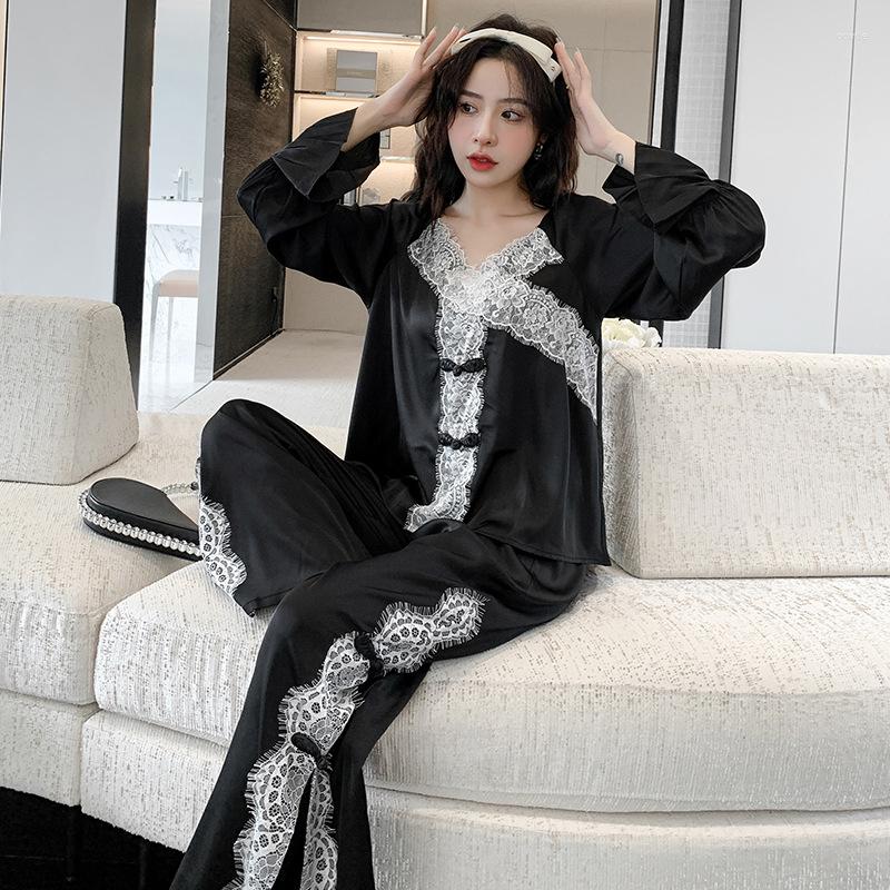 Women's Sleepwear Sexy Lace Trim Nightgown Female Spring Pajamas O-Neck Femme Home Clothes With Bowknot Pyjamas Button-down Loungewear, White
Women's Sleepwear Sexy Lace Trim Nightgown Female Spring Pajamas O-Neck Femme Home Clothes With Bowknot Pyjamas Button-down Loungewear, White