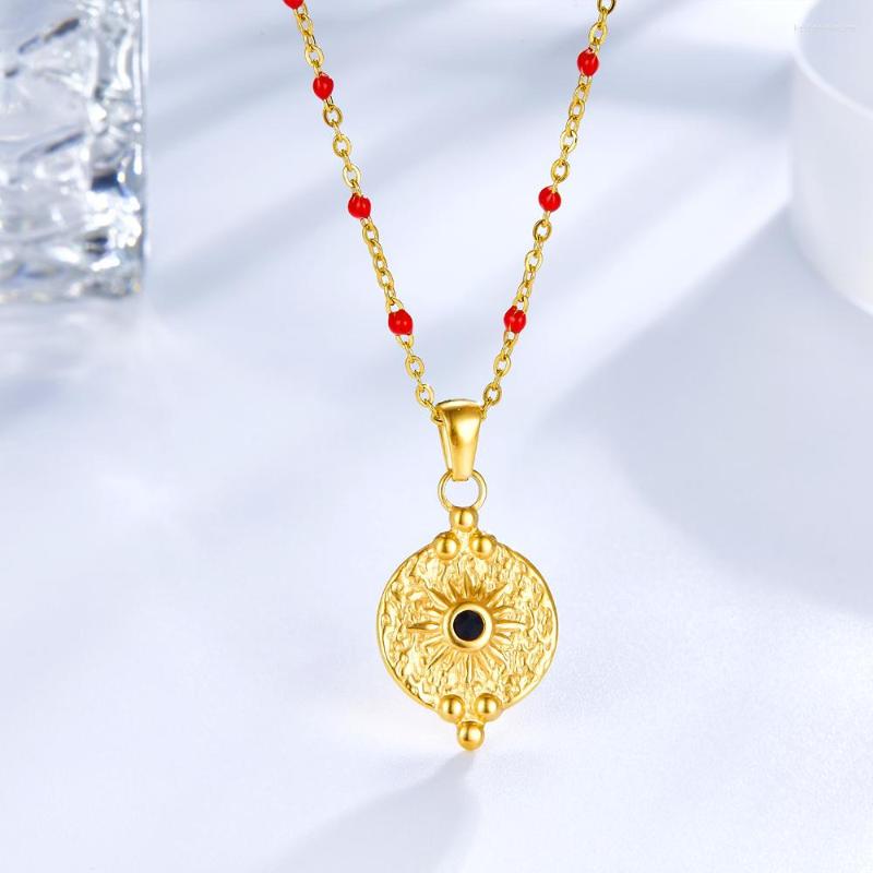 Pendant Necklaces Stainless Steel Round Shape With Black Cubic Zirconia Necklace For Men/Women Gold Mix Red Color Chain Party Choker 2023
Pendant Necklaces Stainless Steel Round Shape With Black Cubic Zirconia Necklace For Men/Women Gold Mix Red Color Chain Party Choker 2023