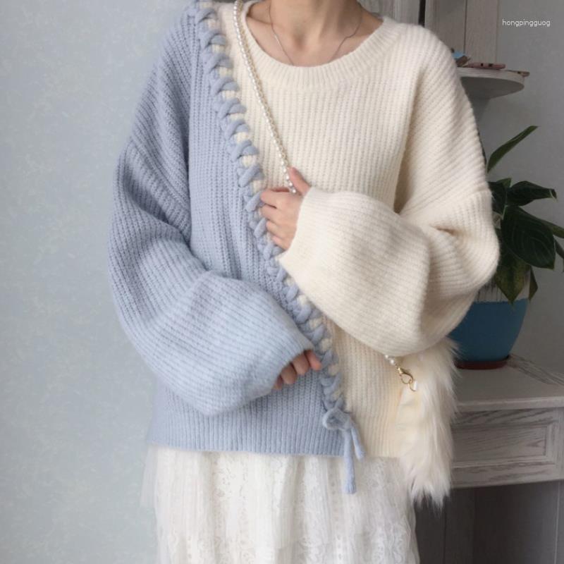 Women' Sweaters Blue And White Patchwork Diagonal Knit Sweater Soft Lazy Girl Pullover Two Colors Collision Design Knitted Individualistic, Sky blue
Women' Sweaters Blue And White Patchwork Diagonal Knit Sweater Soft Lazy Girl Pullover Two Colors Collision Design Knitted Individualistic, Sky blue