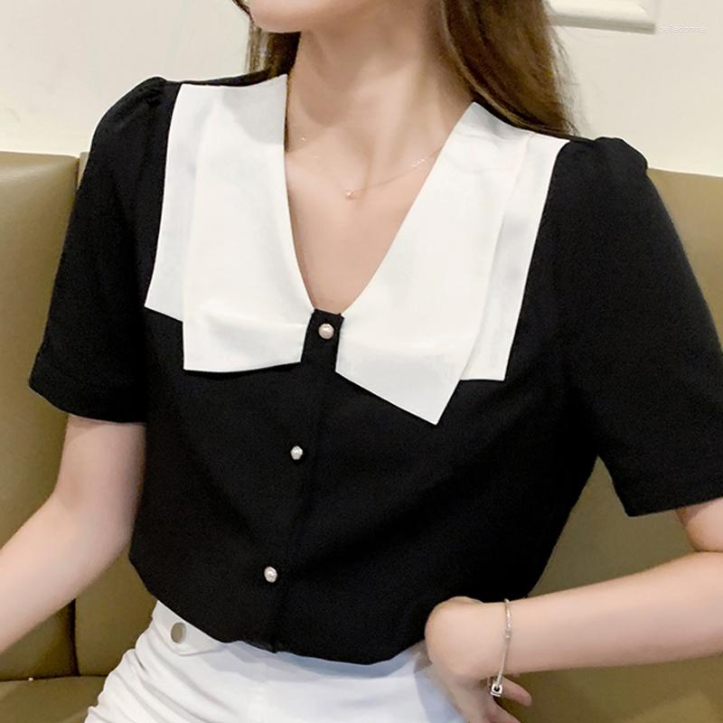 Women' Blouses Summer Women Black Blouse Short Sleeve V-Neck Chiffon Shirt Tops Blusas Mujer De Moda 202 Femme F59
Women' Blouses Summer Women Black Blouse Short Sleeve V-Neck Chiffon Shirt Tops Blusas Mujer De Moda 202 Femme F59