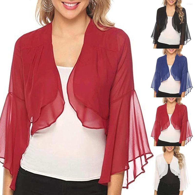 Women' Blouses Women' Solid Color Ruffle Flared Sleeve Chiffon Cardigan Chunky Sweater Cardigans Dress Junior Long, Black
Women' Blouses Women' Solid Color Ruffle Flared Sleeve Chiffon Cardigan Chunky Sweater Cardigans Dress Junior Long, Black