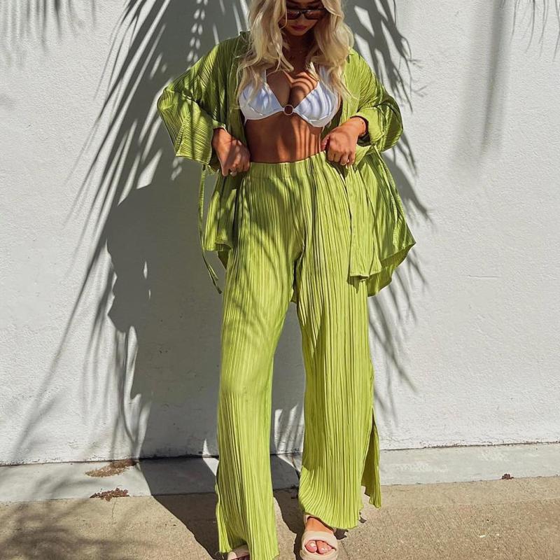 Women' Sleepwear Women Pajama Sets Tracksuits Two Piece Pleated T-Shirts Wide Leg Pants Causal Outfits Nightshirts Slip Silk Nightwear, White
Women' Sleepwear Women Pajama Sets Tracksuits Two Piece Pleated T-Shirts Wide Leg Pants Causal Outfits Nightshirts Slip Silk Nightwear, White