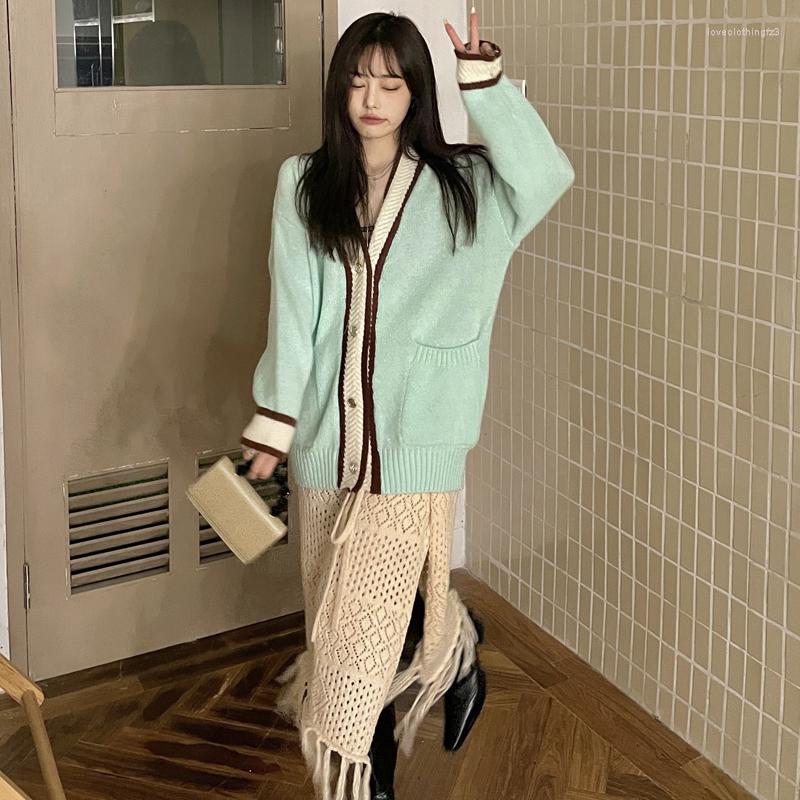 

Women's Sweaters Casual Lazy Ins Loose Sweater Women's Japanese Kawaii Ulzzang Vintage Female Korean Harajuku Clothing For Women, Green