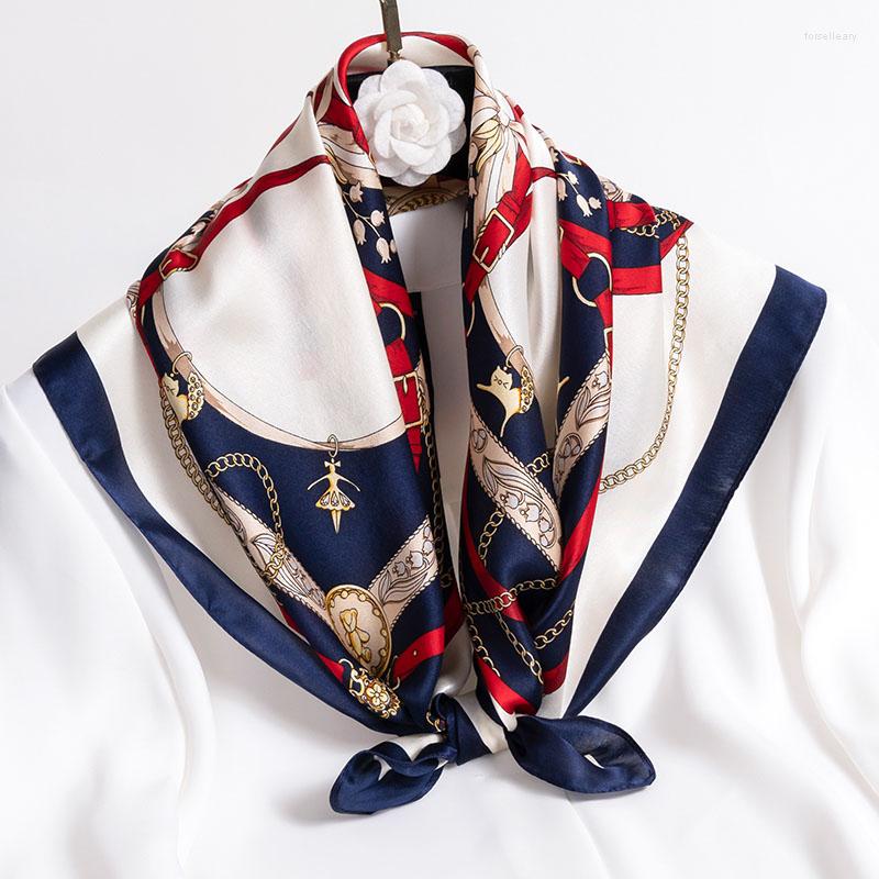 Scarves Real Silk Square Scarf Women Print Bandana Natural Headscarf Spring Handkerchief Suqare Satin Foulard Femme