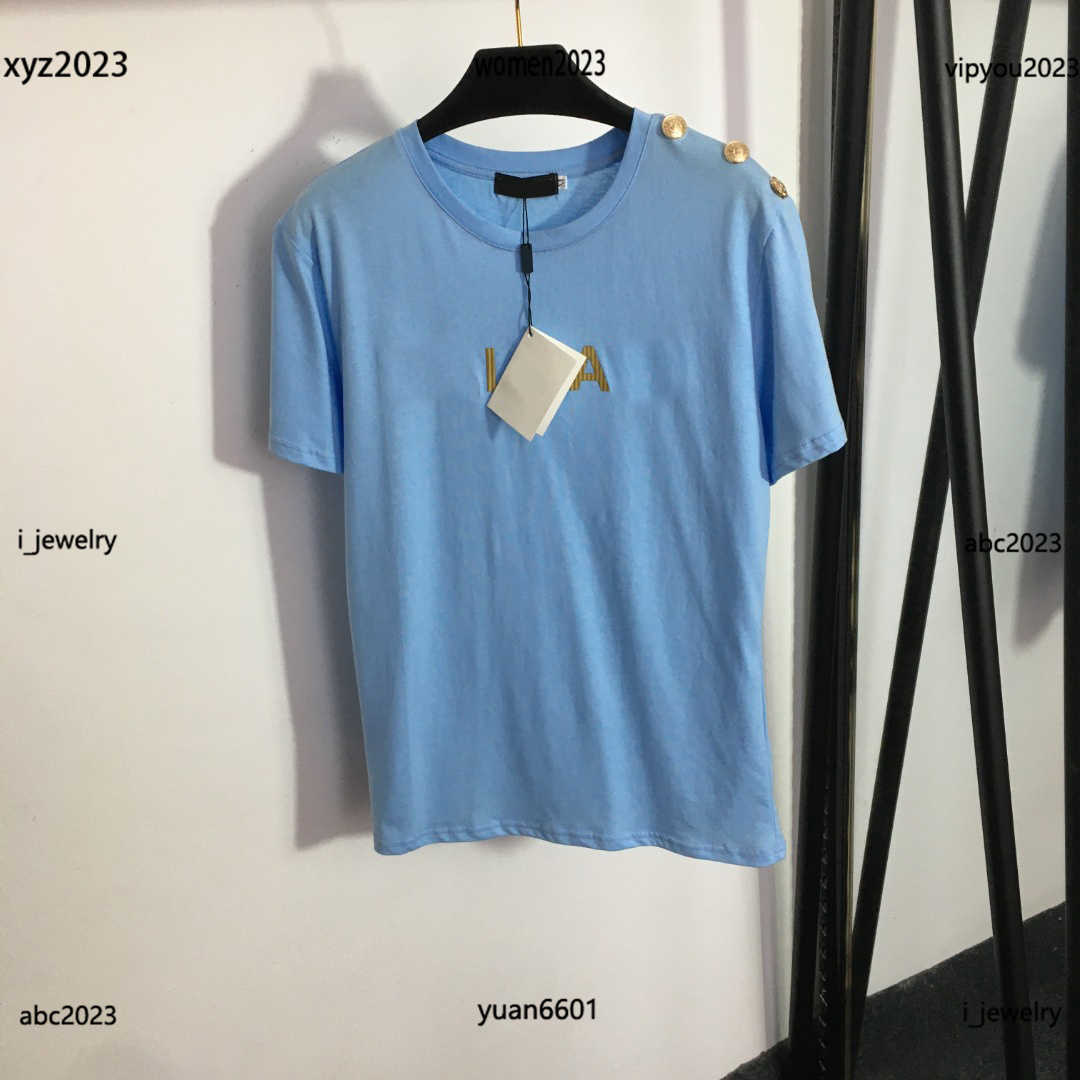 women designer T-Shirt summer Golden shoulder buckle girl Tees Size S-L Multi color optional cotton short sleeve tops June25, #5
women designer T-Shirt summer Golden shoulder buckle girl Tees Size S-L Multi color optional cotton short sleeve tops June25, #5
