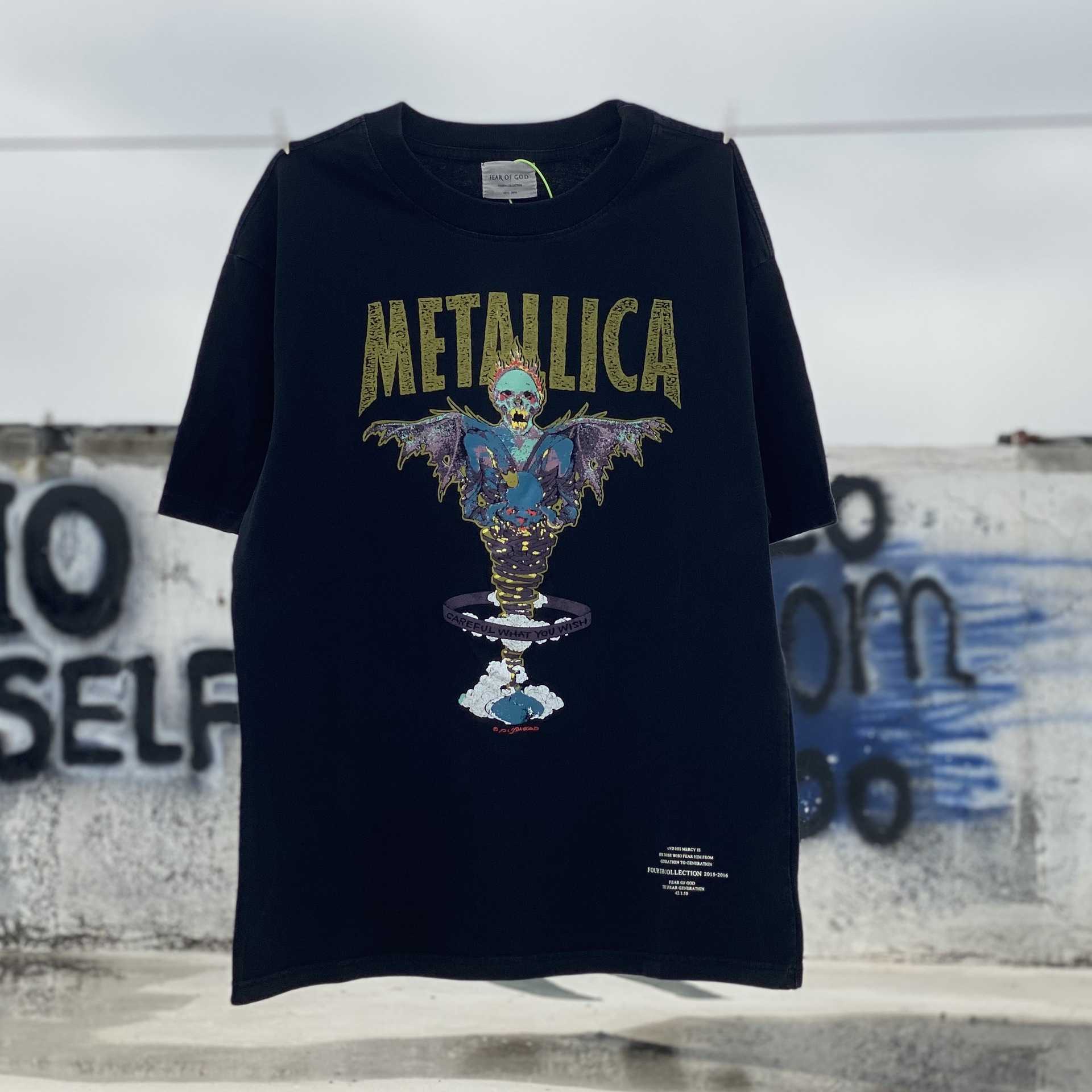 OF FEAR GOD Main Line Season 4 METALLICA Divine Lamp Crystal Skull Limited Antique Worn Short Sleeve Summer stussys JU1J, Black
OF FEAR GOD Main Line Season 4 METALLICA Divine Lamp Crystal Skull Limited Antique Worn Short Sleeve Summer stussys JU1J, Black