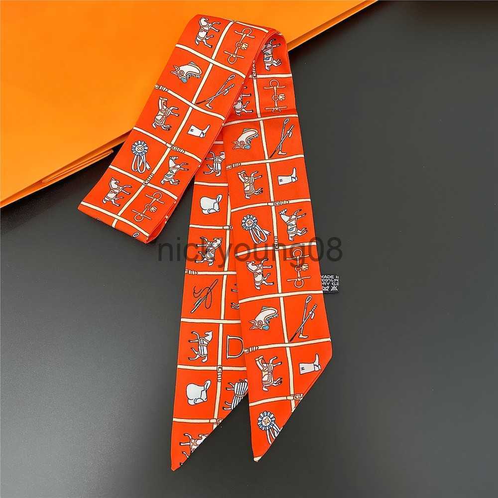 Bandanas 2023 Letter Printed Bag Strap Scarf Women Silk Scarf Headband Long Scarves Bag Accessories Ribbon x0628