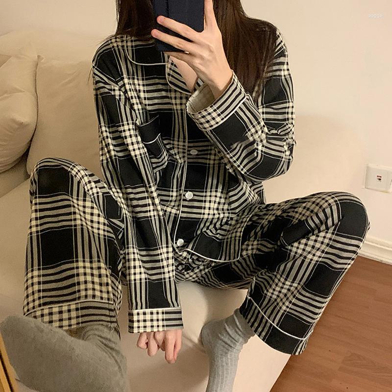 Women's Sleepwear Japanese Korean Grid Printed Girls Pajamas Set Cute Spring Long Sleeve Leisure For Women Loose Nightwear Homewear Suit, Red
Women's Sleepwear Japanese Korean Grid Printed Girls Pajamas Set Cute Spring Long Sleeve Leisure For Women Loose Nightwear Homewear Suit, Red