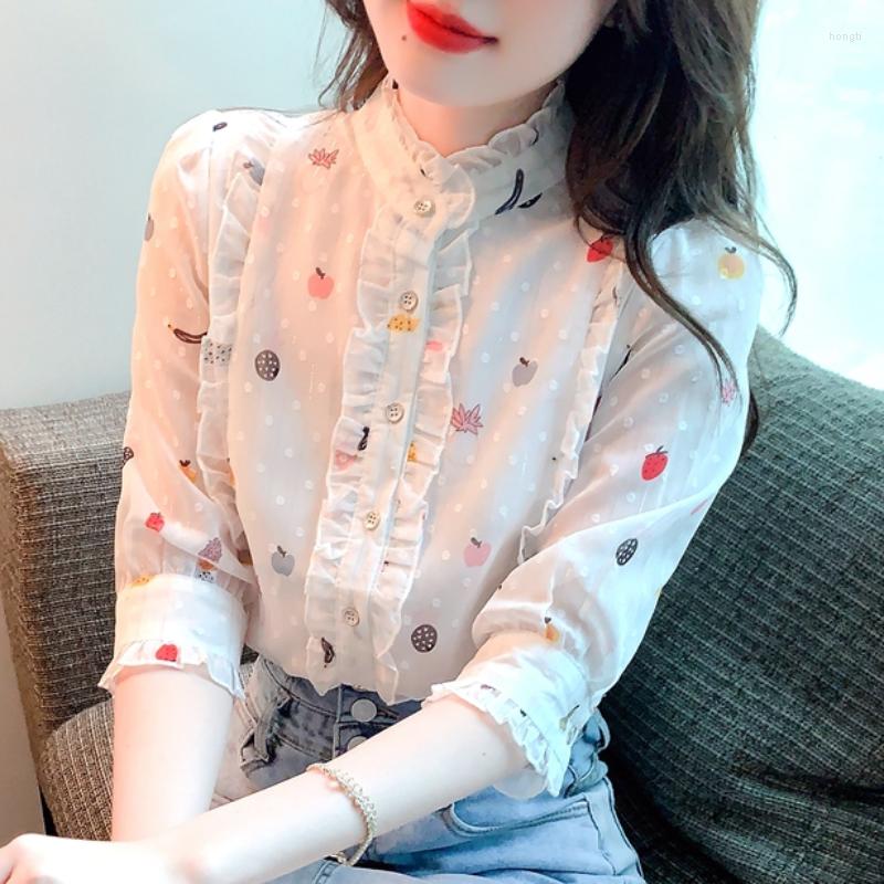 Women' Blouses Stand-up Collar Ruffled White Shirt Women 2023 Summer Floral Chiffon Five-point Sleeve Tops Design Casual Blouse 27476
Women' Blouses Stand-up Collar Ruffled White Shirt Women 2023 Summer Floral Chiffon Five-point Sleeve Tops Design Casual Blouse 27476