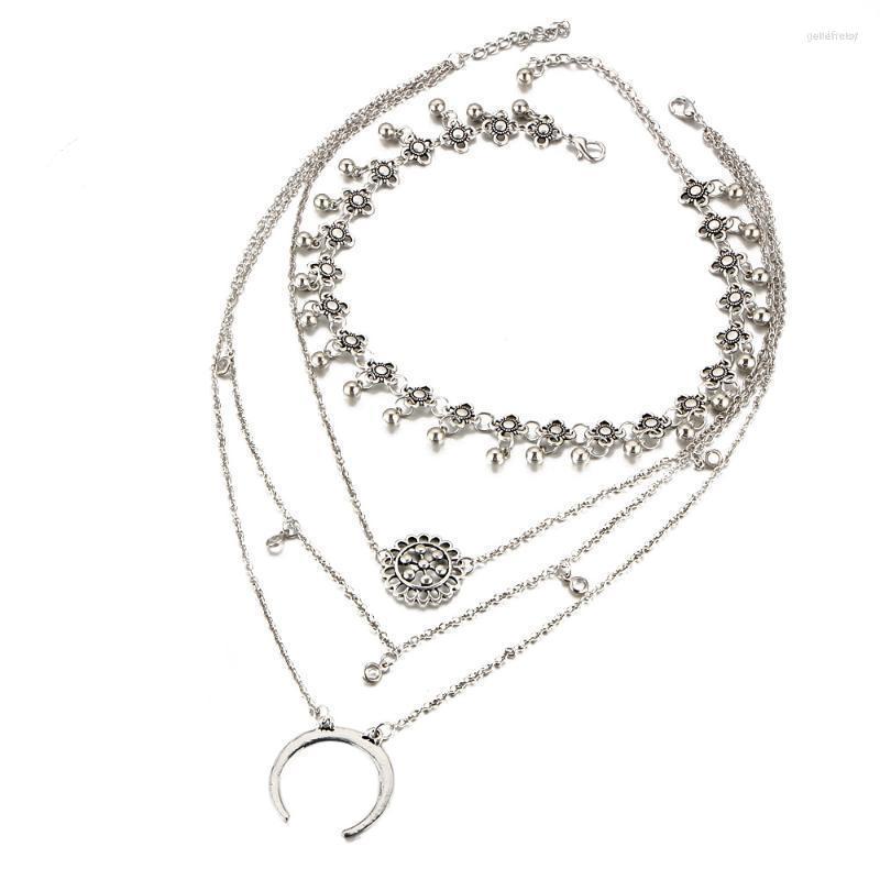 Pendant Necklaces Pieces/lot Antique Sliver Color Hollow Flower Necklace Moon Chokers Tassel Multilayer Chains Women JewelryPendant Gord22 
Pendant Necklaces Pieces/lot Antique Sliver Color Hollow Flower Necklace Moon Chokers Tassel Multilayer Chains Women JewelryPendant Gord22
