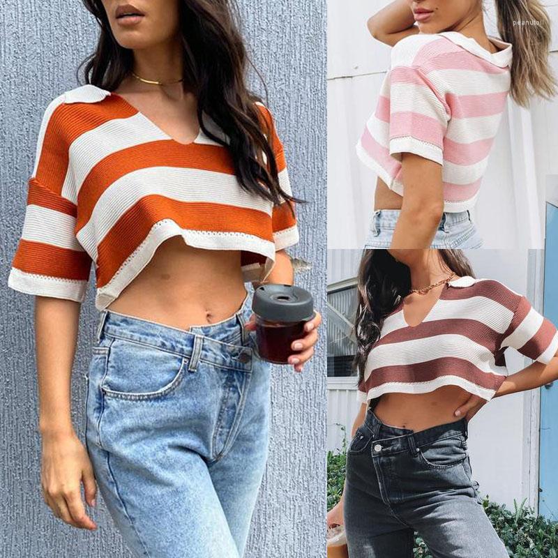 Women's T Shirts Casual Women Loose Crop Top 2023 Adults Summer Striped Print Short Sleeve V-Neck T-shirt (Orange Brown) S
Women's T Shirts Casual Women Loose Crop Top 2023 Adults Summer Striped Print Short Sleeve V-Neck T-shirt (Orange Brown) S