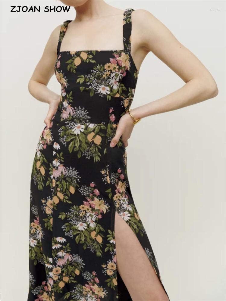 Casual Dresses 2023 Vintage French Black Flower Print Hem Split Midi Tank Dress Retro Sexy Women Sleeveless Slit Holiday Robe Vestido
Casual Dresses 2023 Vintage French Black Flower Print Hem Split Midi Tank Dress Retro Sexy Women Sleeveless Slit Holiday Robe Vestido