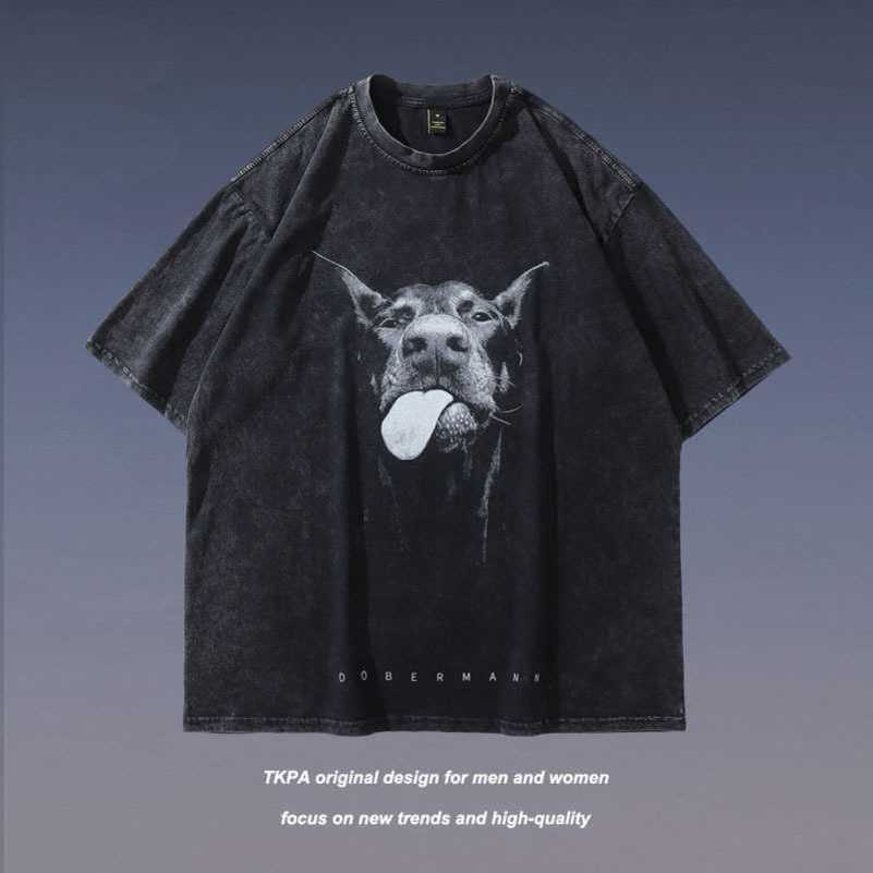 TKPA Dobermann Printed Wash Vintage High Street Fashion Brand Loose Round Neck Short Sleeve T-shirt Street for Men and Women, 748
TKPA Dobermann Printed Wash Vintage High Street Fashion Brand Loose Round Neck Short Sleeve T-shirt Street for Men and Women, 748