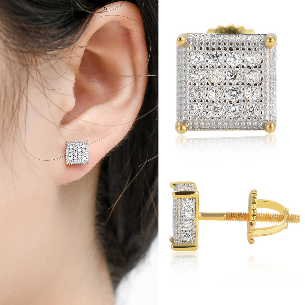 Hip Hop S925 Sterling Silver Stud Earrings Screw Back Men's Women's Square Earring Studs Full Micro Set Iced Out Cubic Zircon Punk Rock Cz Stones Ear Jewelry For Men Women
Hip Hop S925 Sterling Silver Stud Earrings Screw Back Men's Women's Square Earring Studs Full Micro Set Iced Out Cubic Zircon Punk Rock Cz Stones Ear Jewelry For Men Women