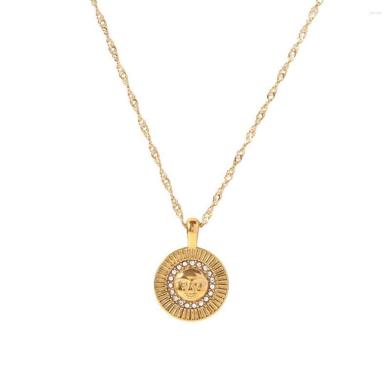 Pendant Necklaces Youthway Metal Texture Geometric White Rhinestone Round Necklace 18K Plated Waterproof Fashion Jewelry
Pendant Necklaces Youthway Metal Texture Geometric White Rhinestone Round Necklace 18K Plated Waterproof Fashion Jewelry